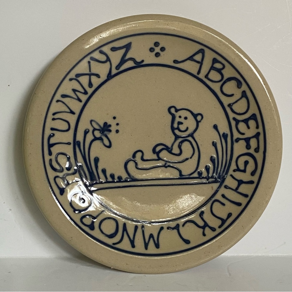 Baby Plate Child’s Alphabet Cornish Hill Pottery NH Vintage 1988 Hand Made EUC